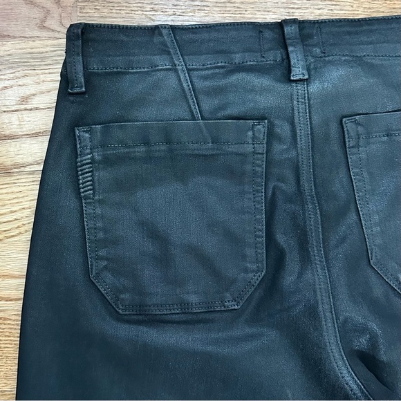 PAIGE Mayslie Straight Ankle Jeans Black Fog Luxe Coating Size 29 - Picture 9 of 13